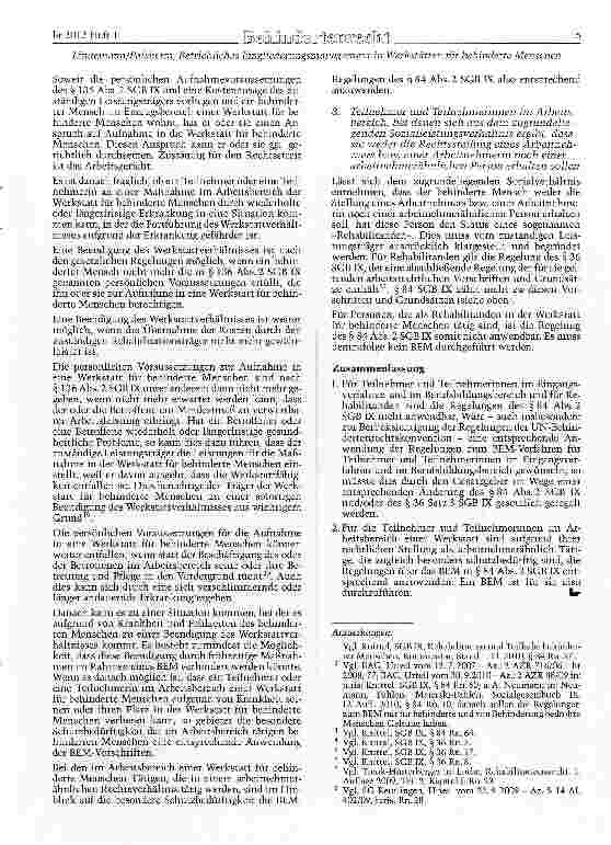 Vorschauseite 5: Betriebliches Eingliederungsmanagement in Werkstätten für behinderte Menschen