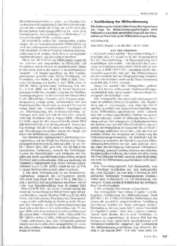 Vorschauseite 1: Nachholung der Mitbestimmung