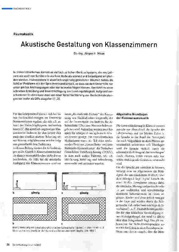 Vorschauseite 1: Akustische Gestaltung von Klassenzimmern