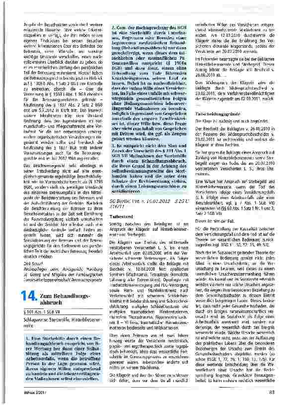 Vorschauseite 1: Zum Behandlungsabbruch § 101 Abs. 1 SGB VII