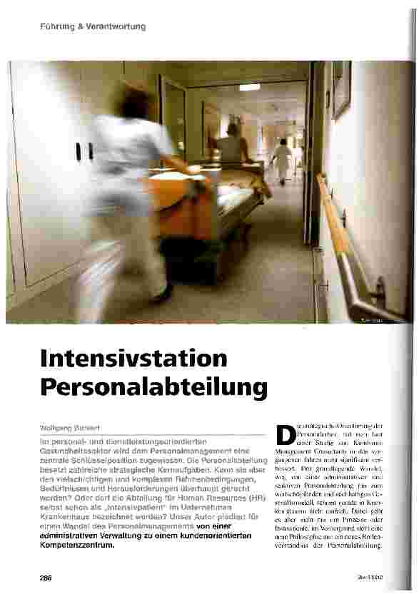 Vorschauseite 1: Intensivstation Personalabteilung