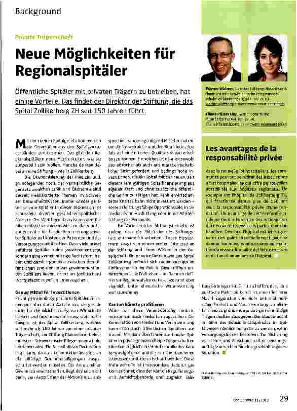 Vorschauseite 1: Neue Möglichkeiten für Regionalspitäler
