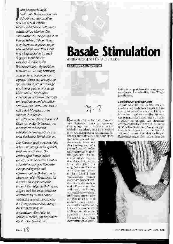 Vorschauseite 1: Basale Stimulation Anregung für die Pflege