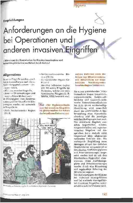 Vorschauseite 1: Anforderungen an die Hygiene bei Operationen und anderen invasiven Eingriffen