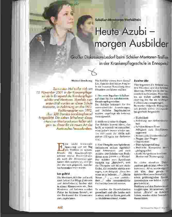 Vorschauseite 1: Heute Azubi - morgen Ausbilder Schüler-Mentoren-Verhältnis