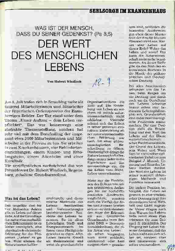 Vorschauseite 1: Der Wert des menschlichen Lebens