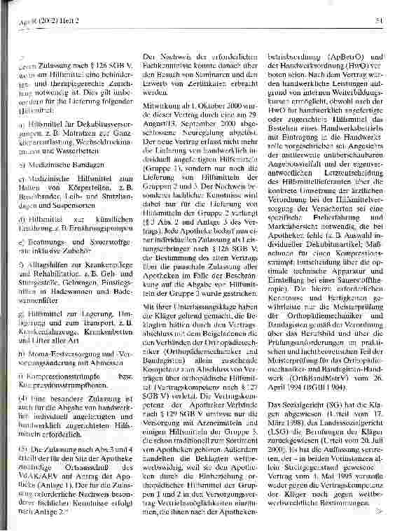 Vorschauseite 2: Apothekenabgabe von Hilfsmitteln (Hilfsmittellieferungsvertrag) Bundessozialgericht - Urteil vom 25. September 2001