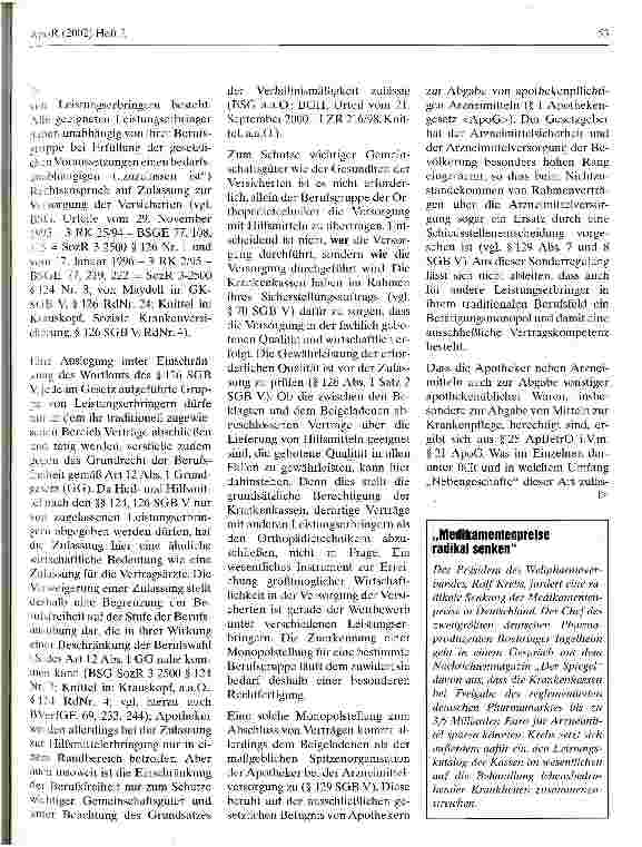 Vorschauseite 4: Apothekenabgabe von Hilfsmitteln (Hilfsmittellieferungsvertrag) Bundessozialgericht - Urteil vom 25. September 2001