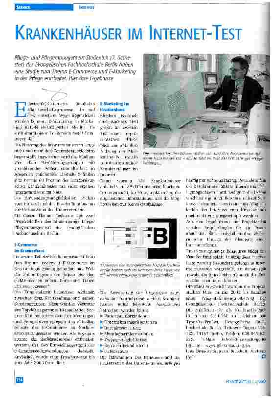 Vorschauseite 1: Krankenhäuser im Internet-Test