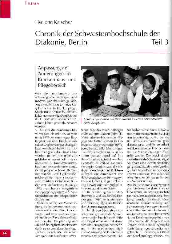 Vorschauseite 1: Chronik der Schwesternhochschule der Kiakonie, Berlin Teil 3
