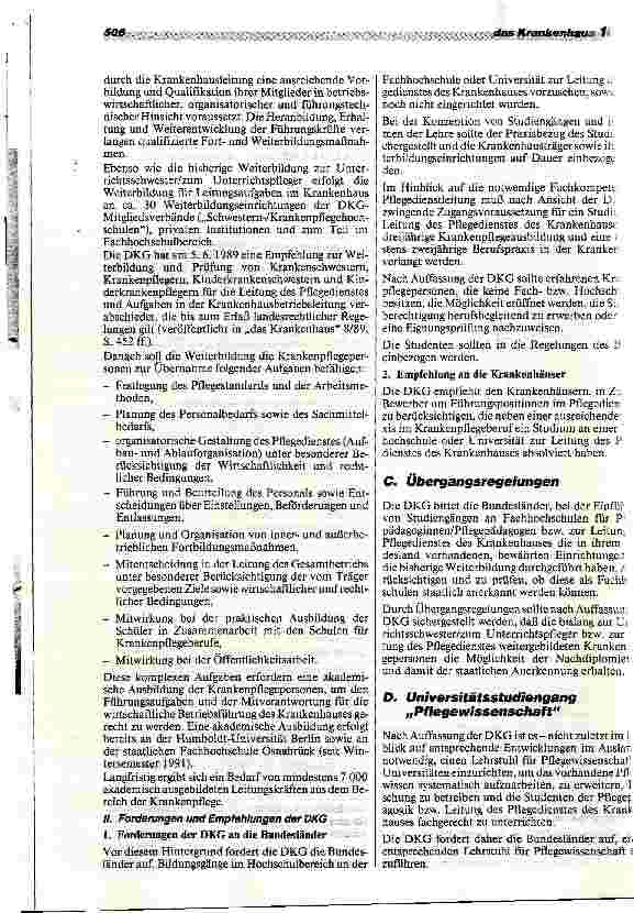 Vorschauseite 3: DKG-Positionspapier zur Einrichtung von Bildungsgängen im Hochschulbereich (Pflegepädagogik und Leitung des Krankenpflegedienstes. .. .