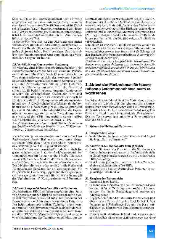 Vorschauseite 2: Lebensrettende Sofortmaßnahmen beim Erwachsenen Leitlinien des European Resuscitation Council 2000
