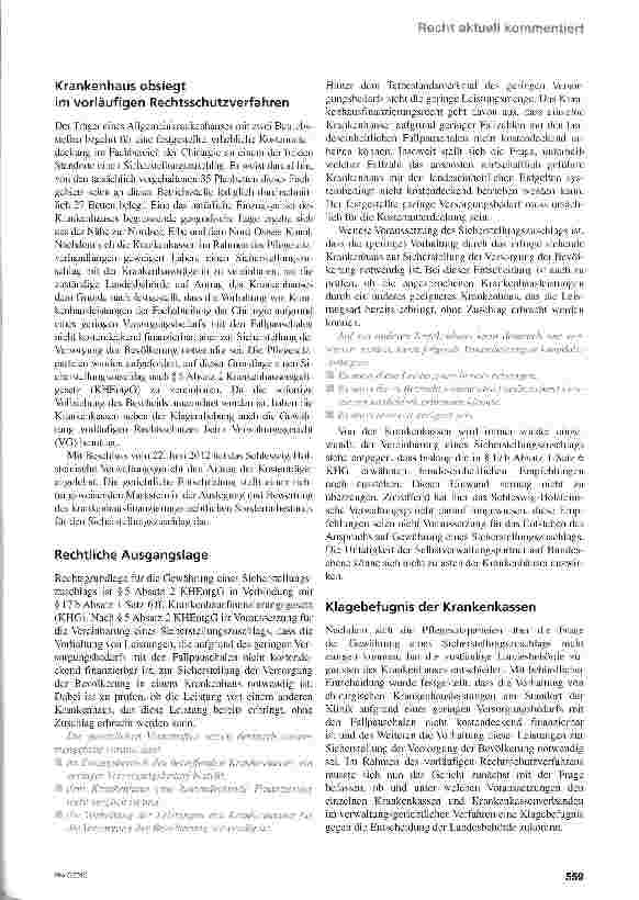 Vorschauseite 2: Sicherstellungszuschläge - nicht nur für „Inselkrankenhäuser