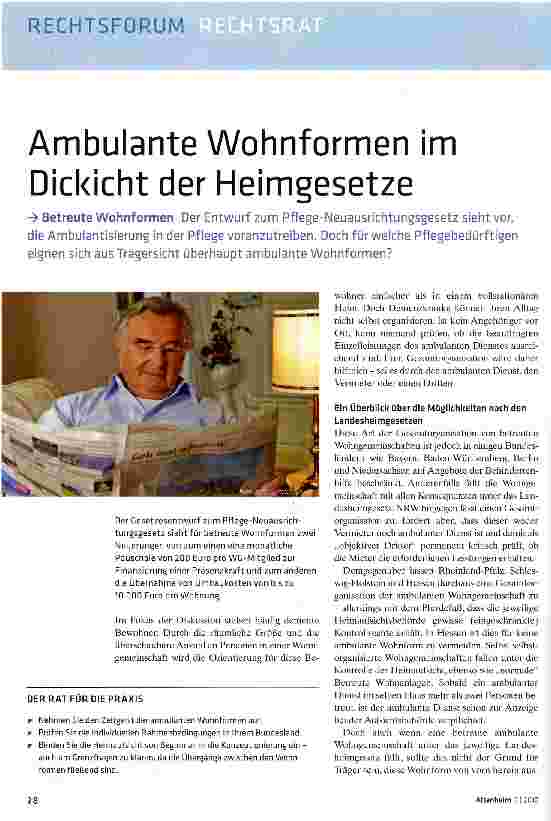 Vorschauseite 1: Ambulante Wohnformen im Dickicht der Heimgesetze