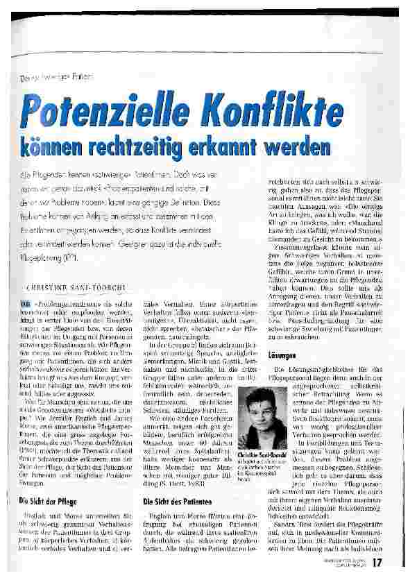 Vorschauseite 1: Potenzielle Konflikte können rechtzeitig erkannt werden Der schwierige Patient