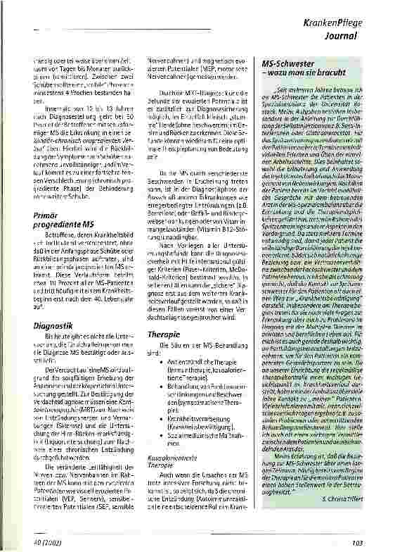 Vorschauseite 2: Multiple Sklerose Aspekte der Fachschwester im Rahmen des Therapiemanagements