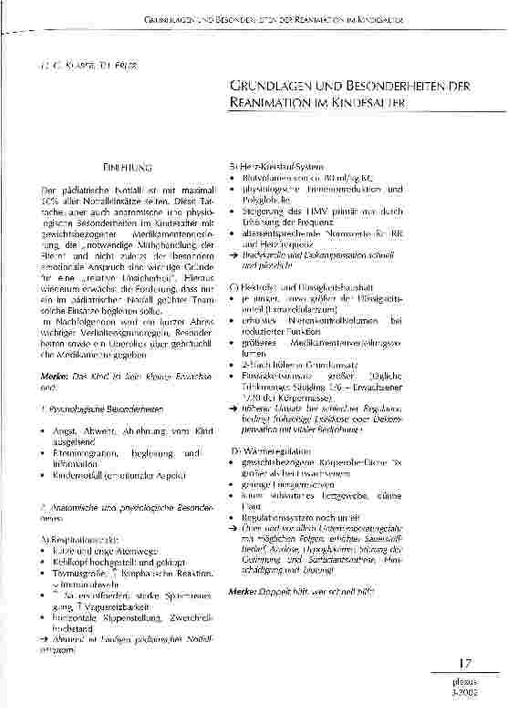 Vorschauseite 1: Grundlagen und Besonderheiten der Reanimation im Kindesalter