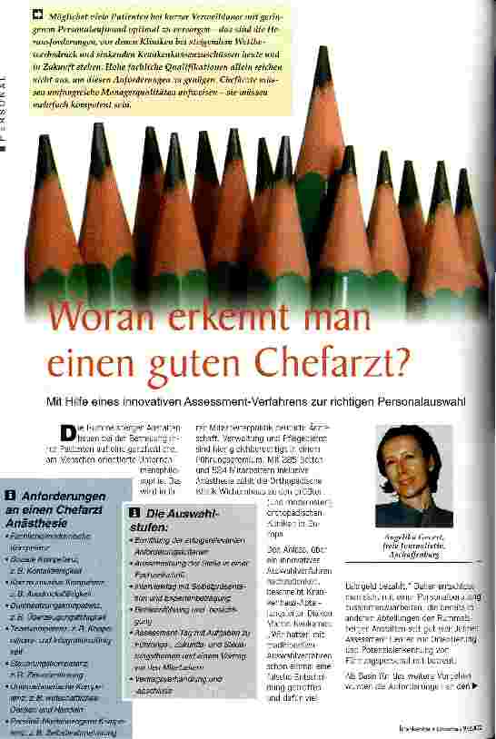 Vorschauseite 1: Woran erkennt man einen guten Chefarzt? Mit Hilfe eines innovativen Assessment-Verfahrens zur richtigen Personalauswahl
