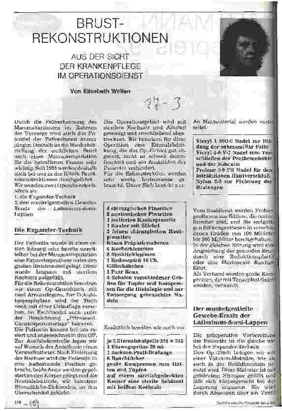 Vorschauseite 1: Brustrekonstruktionen Aus der Sicht der Krankenpflege im Operationsdienst