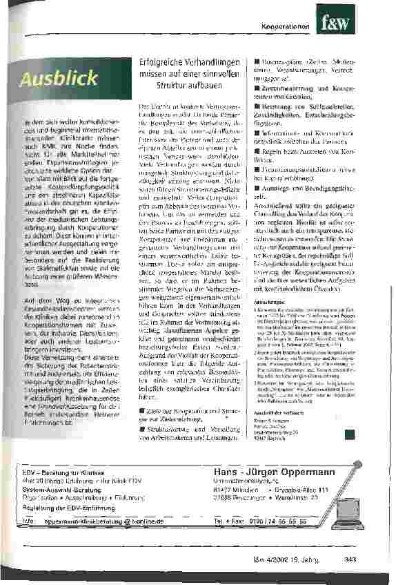 Vorschauseite 5: Kleinere Kliniken auf der Suche nach der Wachstumsnische Kooperationen als Königsweg zwischen Expansion aus eigener Kraft und Klinikkauf