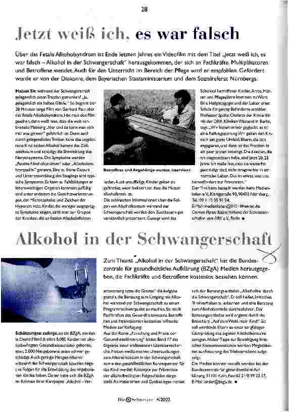 Vorschauseite 1: Alkohol in der Schwangerschaft