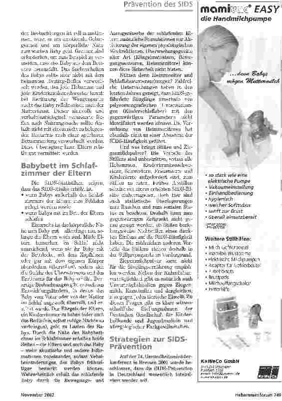Vorschauseite 3: Präventation des SIDS. Die besondere Verantwortung der Hebamme