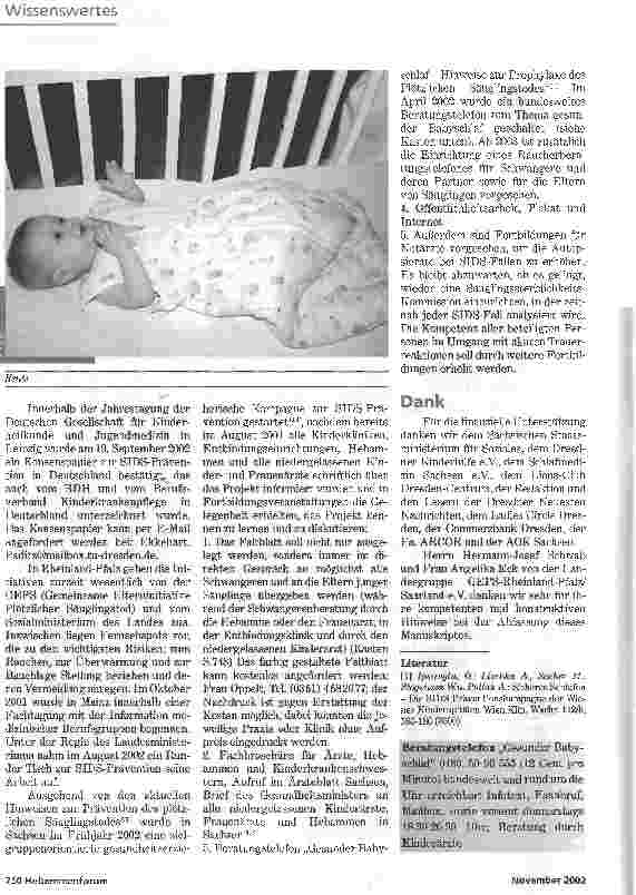 Vorschauseite 4: Präventation des SIDS. Die besondere Verantwortung der Hebamme