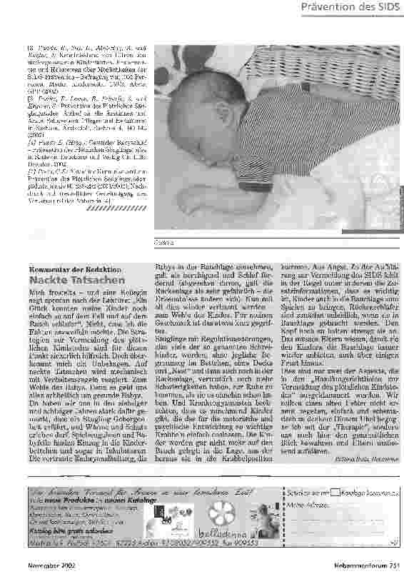 Vorschauseite 5: Präventation des SIDS. Die besondere Verantwortung der Hebamme