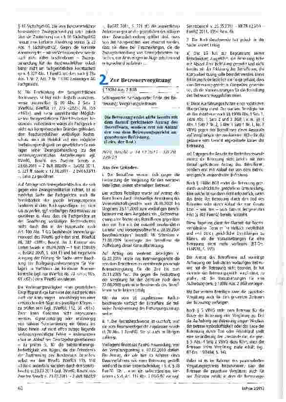 Vorschauseite 2: Zur Zwangsbehandlung § 90 BVerfGG