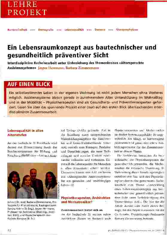 Vorschauseite 1: Ein Lebensraumkonzept aus bautechnischer und gesundheitlich präventiver Sicht