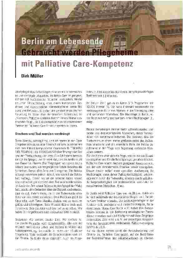 Vorschauseite 1: Berlin am Lebensende Gebraucht werden Pflegeheime