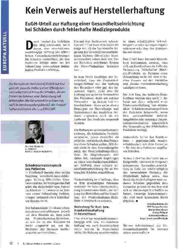 Vorschauseite 1: Kein Verweis auf Herstellerhaftung