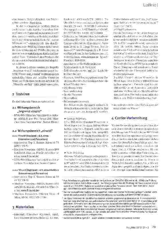 Vorschauseite 2: Quantitative Prüfung der viruziden Wirksamkeit chemischer Desinfektionsmittel auf nicht-porösen Oberflächen