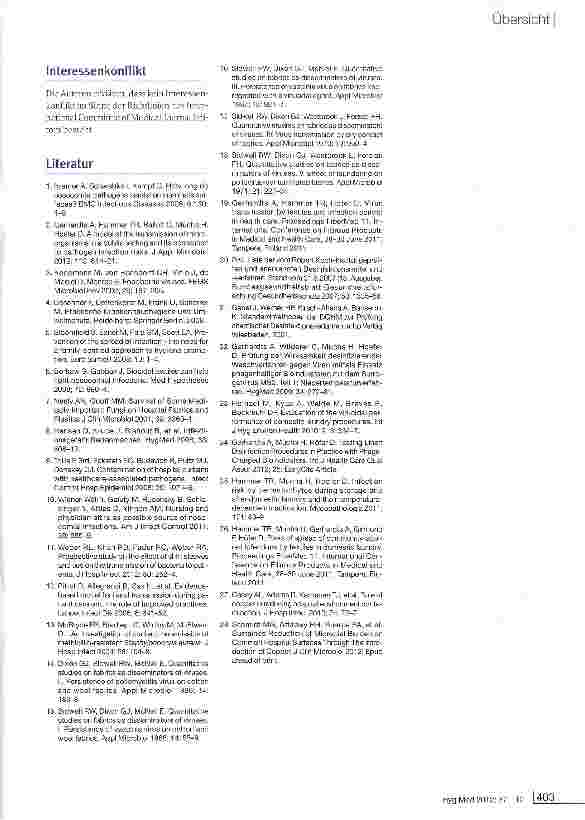 Vorschauseite 4: Welche Rolle spielen textile Oberflächen in der Infektionskette?