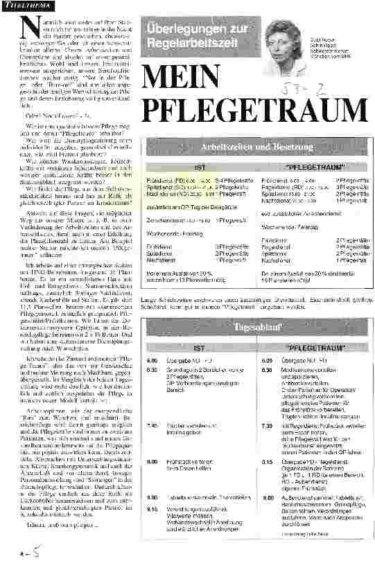 Vorschauseite 1: Mein Pflegetraum Überlegungen zur Regelarbeitszeit