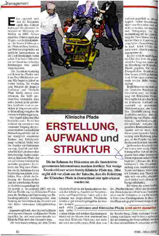 Vorschauseite 1: Erstellung, Aufwand und Struktur Klinische Pfade