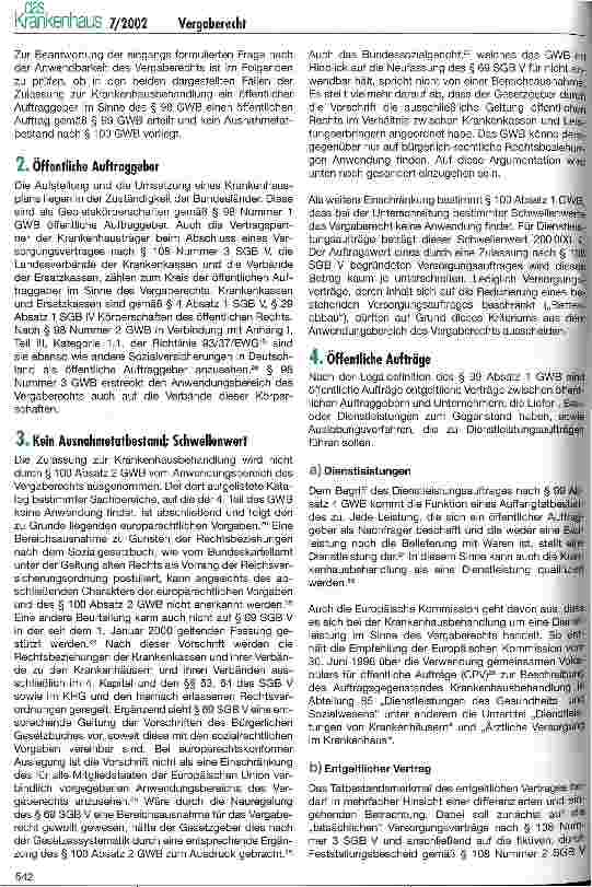 Vorschauseite 2: Die Anwendbarkeit des Vergaberechts auf die Zulassung eines Krankenhauses zur Krankenhausbehandlung