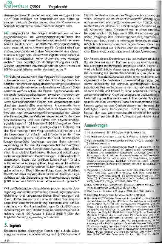 Vorschauseite 6: Die Anwendbarkeit des Vergaberechts auf die Zulassung eines Krankenhauses zur Krankenhausbehandlung
