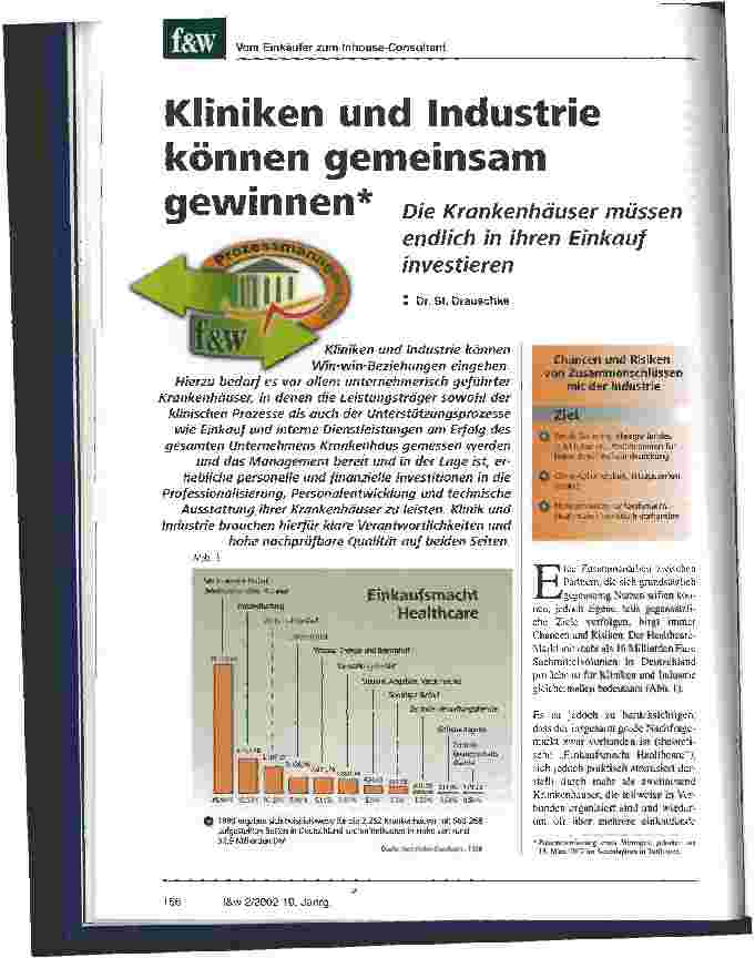 Vorschauseite 1: Kliniken und Industrie können gemeinsam gewinnen