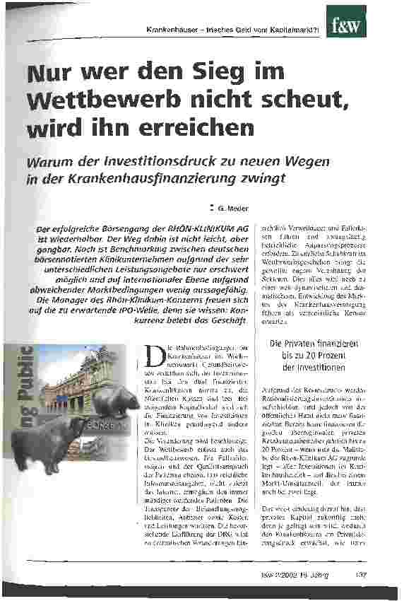 Vorschauseite 1: Nur wer den Sieg im Wettbewerb nicht scheut, wird ihn erreichen