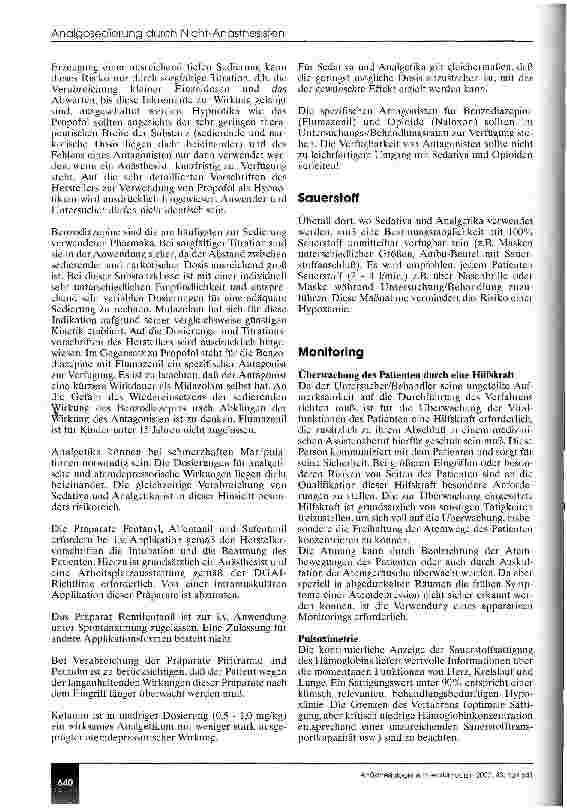 Vorschauseite 2: Leitlinie zur Sedierung und Analgesie (Analgosedierung) von Patienten durch Nicht-Anästhesisten