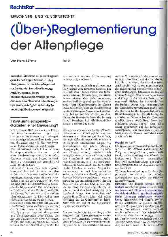 Vorschauseite 1: (Über-)Reglementierung der Altenpflege Teil 2