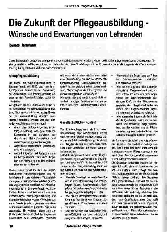 Vorschauseite 1: Die Zukunft der Pflegeausbildung -Wünsche und Erwartungen von Lehrenden