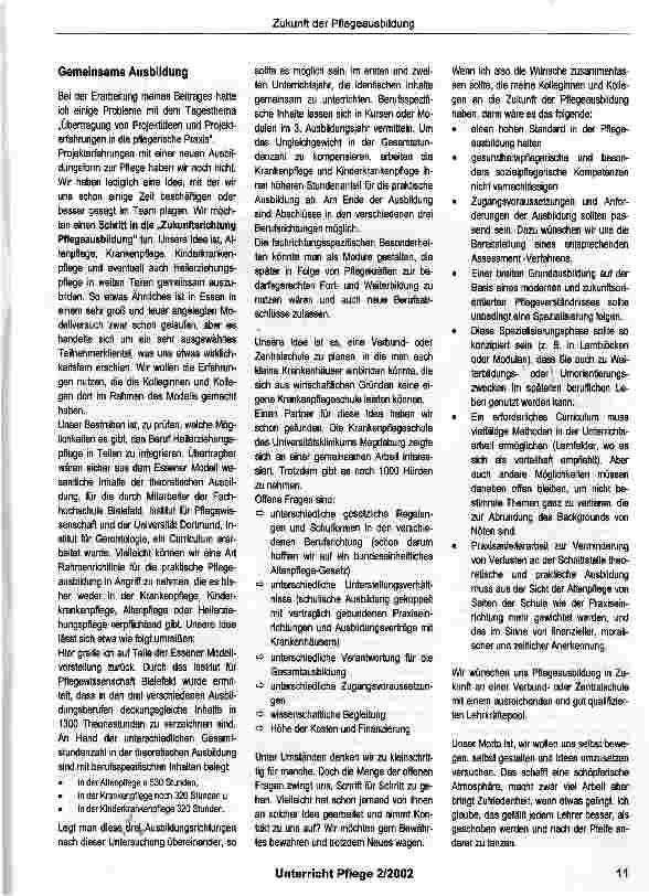 Vorschauseite 2: Die Zukunft der Pflegeausbildung -Wünsche und Erwartungen von Lehrenden