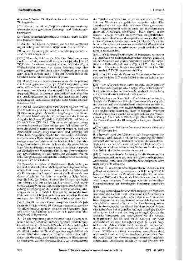 Vorschauseite 3: Vergütung von Rufbereitschaft, Überstunden und nicht gewährten Pausen bei Wechselschichtarbeit nach TVöD