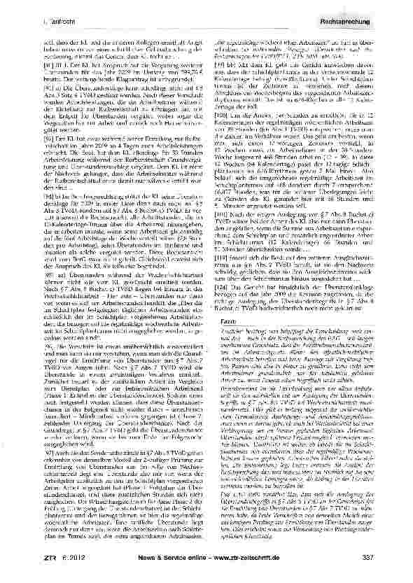Vorschauseite 4: Vergütung von Rufbereitschaft, Überstunden und nicht gewährten Pausen bei Wechselschichtarbeit nach TVöD