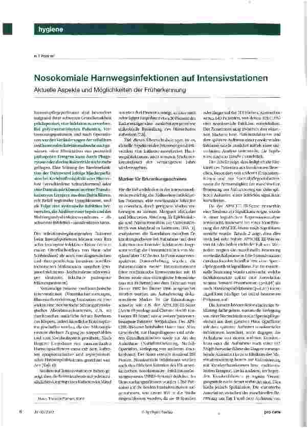 Vorschauseite 1: Nosokomiale Harnwegsinfektionen auf Intensivstationen