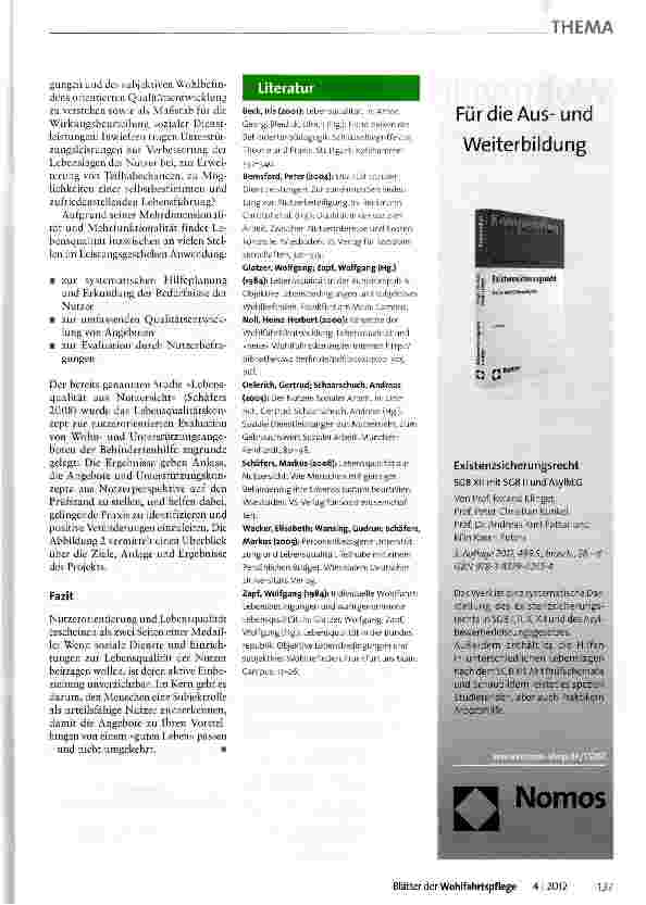 Vorschauseite 4: Lebensqualität aus NutzersichtWelchen Beitrag soziale Dienste zu einem »guten Leben« leisten können
