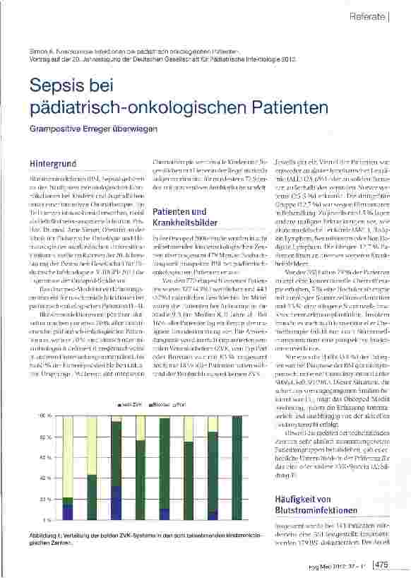 Vorschauseite 1: Sepsis bei pädiatrisch-onkologischen Patienten