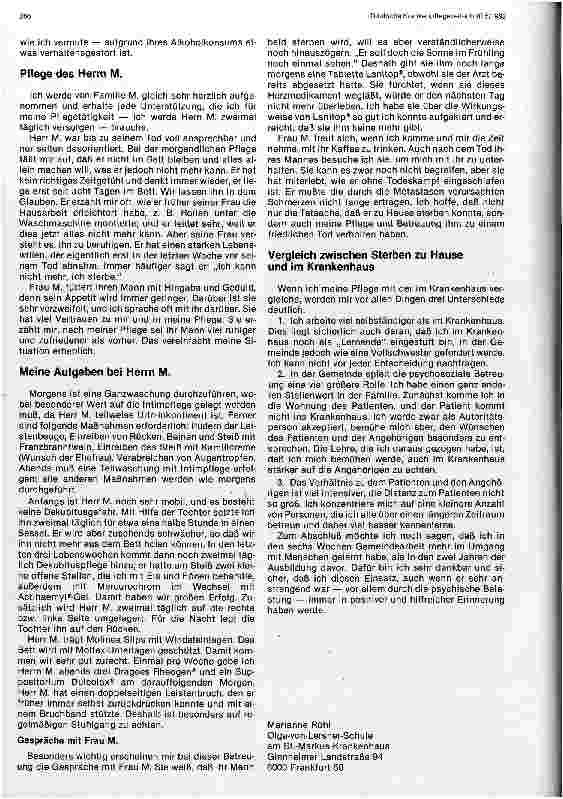 Vorschauseite 2: Gemeindebericht über die Pflege eines Sterbenden